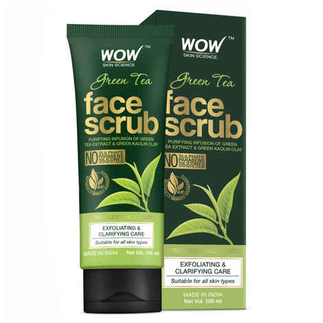 Buy WOW Skin Science Green Tea Face Scrub - with Green Tea Extract & Green Kaolin Clay - for Exfoliating & Clarifying Skin - No Sulphate, Parabens, Silicones & Synthetic Color (100 ml) - Purplle
