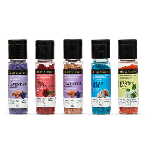 Buy Soulflower Epsom Bath Salt Special Pack of 5 (20 gm Each) For Muscle Relaxing, Refreshing Mood, Bubble Bath - Purplle