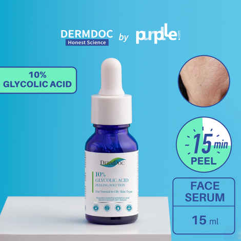 DERMDOC by Purplle 10% Glycolic Acid Peeling Solution (15 ml) | chemical peeling | pore cleansing | glycolic acid serum | exfoliator | aha bha peeling solution