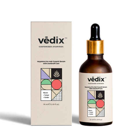 Buy Vedix Nuyantra Pro Hair Growth Serum x Dandruff Care with Neem + Tulasi + Cedar - Water Based Serum - Thicker Longer Hair - 50 ml - Purplle