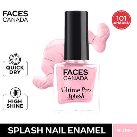FACES CANADA Ultime Pro Splash Nail Enamel - Blush 105 (8ml) | Quick Drying | Glossy Finish | Long Lasting | No Chip Formula | High Shine Nail Polish For Women | No Harmful Chemicals