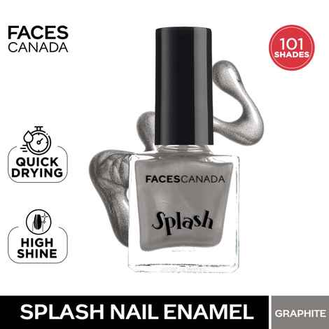 Buy Faces Canada Splash Nail Enamel | Fast Dry | High Shine | Long Lasting | No Chip Formula | No Harmful Chemicals | Shade - Graphite 9ml - Purplle