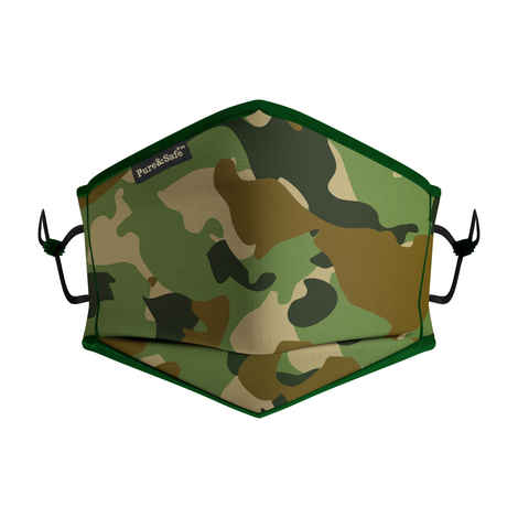 Buy Khadi Essentials Pure&Safe 5 Layered Designer Camouflage Green Reusable Washable KEN95 Face Mask with Activated Carbon Layer and Melt Blown Fabric For PM 2.5 (Pack of 1). - Purplle