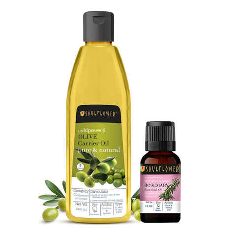 Buy Soulflower Rosemary Essential Oil, Olive Oil & Castor Carrier Oil Pure & Natural for Dry Skin Combo Combo of 2 - Purplle