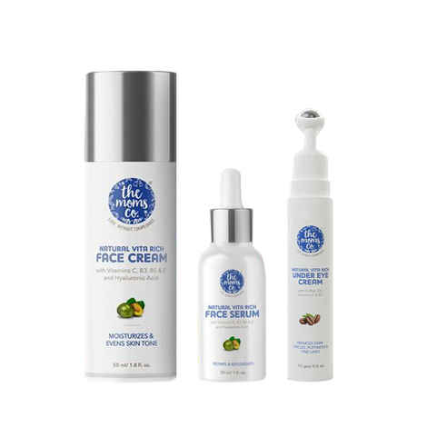 Buy The Moms Co. Vita Rich Face Care Kit (Face Cream + Face Serum + Under Eye Cream + Face Towel) Combo of 3 - Purplle