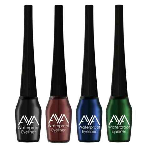 AYA Waterproof Eyeliner, Set of 4 (Black, Brown, Blue, Green)