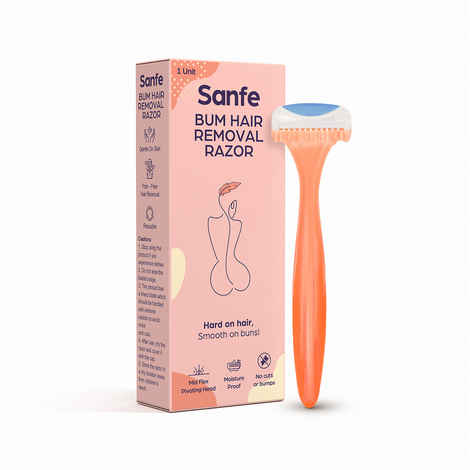 Buy Sanfe Reusable Bum Hair Removing Razor for women Pack of 1 With Pure Vitamin C & Peach Extracts Easy Painless Hair Removal (Multicolor) - Purplle