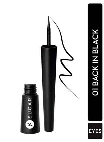 Buy SUGAR Cosmetics Gloss Boss 24Hr Glossy Eyeliner Gel With Brush | Smudeproof & Waterproof - 01 Back In Black (Black Eyeliner) | 3Ml - Purplle
