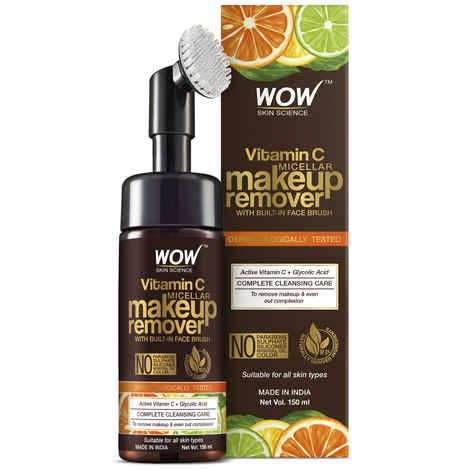 Buy WOW Skin Science Vitamin C Makeup Remover With Built-In Face Brush (MICELLAR) - No Parabens, Sulphate, Silicones, Mineral Oil, Color - 150mL - Purplle