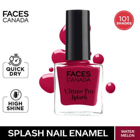 Buy FACES CANADA Ultime Pro Splash Nail Enamel - Water Melon 52 (8ml) | Quick Drying | Glossy Finish | Long Lasting | No Chip Formula | High Shine Nail Polish For Women | No Harmful Chemicals - Purplle