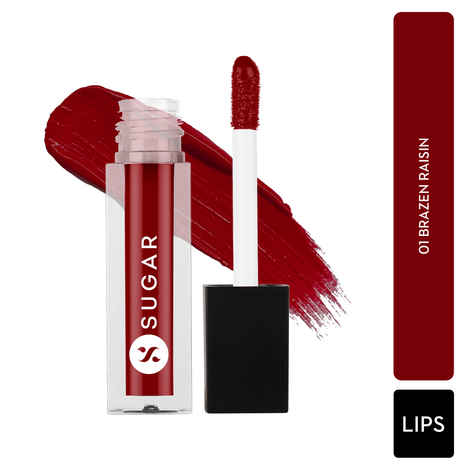 SUGAR Cosmetics - Smudge Me Not - Mini Liquid Lipstick - 01 Brazen Raisin - 1.1 ml - Ultra Matte, Transferproof and Waterproof, Lasts Up to 12 hours