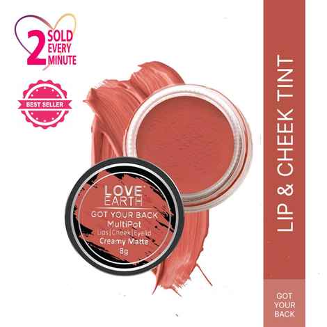 Love Earth Lip Tint & Cheek Tint Multipot-Got Your Back with jojoba oil And Vitamin E For Lips, Eyelids & Cheeks - 8 gm