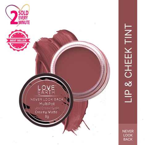 Love Earth Lip Tint & Cheek Tint Multipot-Never Look Back With Jojoba Oils And Vitamin E For Lips, Eyelids & Cheeks - 8 gm