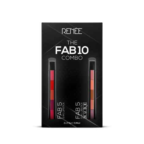 Buy RENEE Fab 10 Lipstick Combo, 7.5 gm each, Five Shades In One, Long Lasting, Matte Finish, Non Drying Formula with Intense Color Payoff, Compact & Easy to Use - Purplle