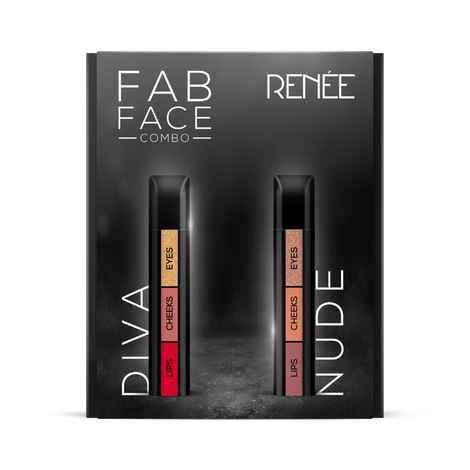 Buy RENEE Fab Face Combo of 2, Contains Eyeshadow, Blush & Lipstick, Vitamin E Infused, Intense Color Payoff, Compact & Travel Friendly, 4.5 gm Each - Purplle