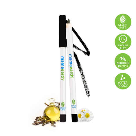 Buy Mamaearth Charcoal Black Long Stay Kohl, Kajal Black Waterproof, With Castor Oil & Chamomile For 11-Hour Smudge-free Stay with Free Sharpener - 0.35 gm - Purplle
