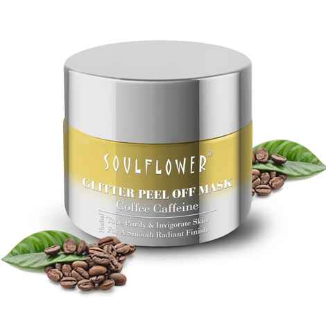 Buy Soulflower Herbal Glitter Peel Off Mask with Coffee Caffeine Tone Purify & Invigorate Skin, For a Smooth Radiant Finish, 100 gm - Purplle