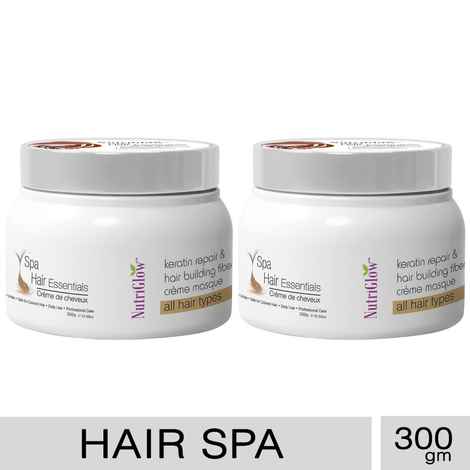 Buy NutriGlow Set of 2 Hair Spa Cream with Keratin Repair Formula for All Hair Types, Professional Care, 300gm each - Purplle