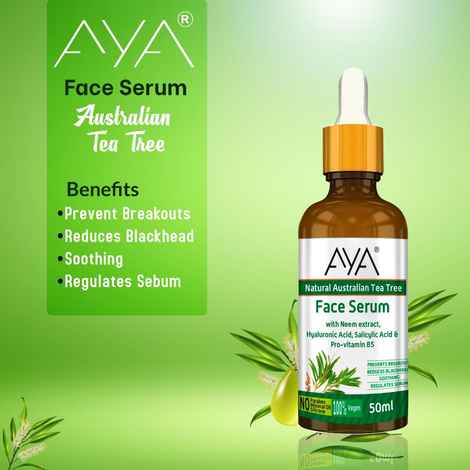 Buy AYA Australian Tea Tree Face Serum (50 ml) | Prevents Break outs, Reduce Blackheads and Soothing | No Paraben, No Silicone, No Mineral Oil - Purplle