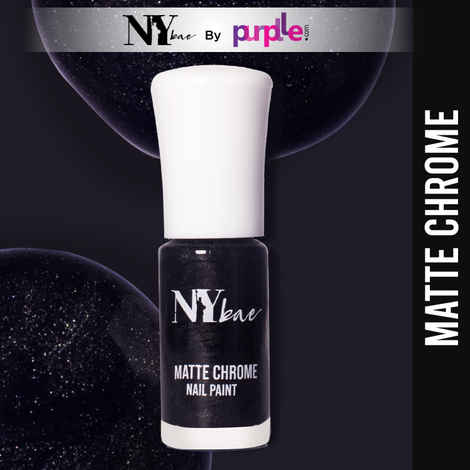 Buy NY Bae Matte Chrome Nail Paint - Black Satin 03 (3 ml) | Black | Chrome Effect | Matte Finish | Intense Pigmentation | Chip Resistant | Travel Friendly | Vegan | Cruelty Free - Purplle