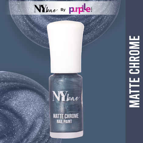 Buy NY Bae Matte Chrome Nail Paint - Blue Crepe 04 (3 ml) | Blue | Rich Pigment | Chip-proof | Travel Friendly | Cruelty Free - Purplle