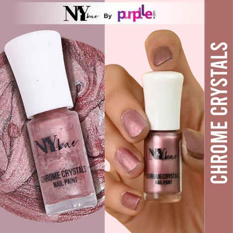 NY Bae Chrome Crystals Nail Paint - Pink Sapphire 01 (3 ml) | Pink | Glossy Finish | Rich Pigment | Chip-proof | Full Coverage | Vegan