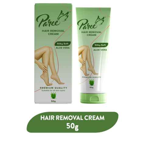Paree Hair Removal Cream for Women - 50 gm | Silky Soft Smoothing Skin with Aloe Vera Extract | Enriched with Shea Butter | Suitable for Legs, Arms & Underarms | Non Toxic - Skin Friendly