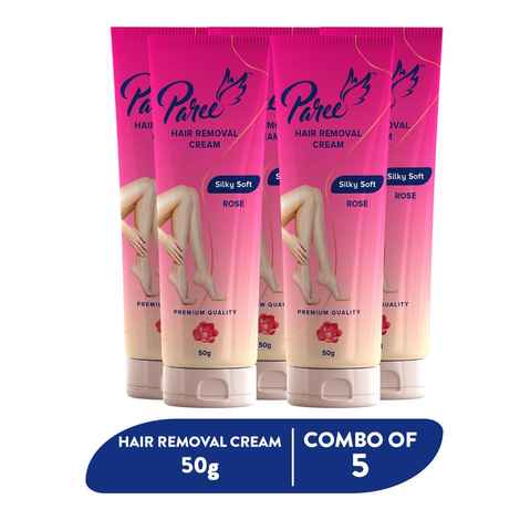Buy Paree Hair Removal Cream for Women - 250g (Pack of 5) | Silky Soft Smoothing Skin with Natural Rose Extract | Enriched with Shea Butter | Suitable for Legs, Arms & Underarms | Non Toxic - Skin Friendly - Purplle