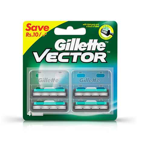 Buy Gillette Vector plus Manual Shaving Razor Blades (Cartridge) 4s pack - Purplle