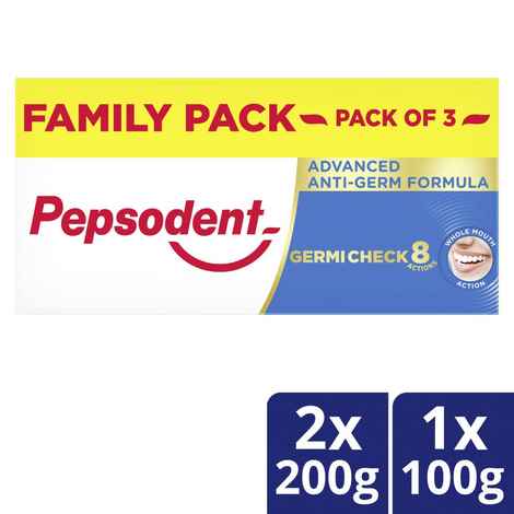 Buy Pepsodent Germicheck 8 Actions, Toothpaste With Anti-Germ Formula, Clove & Neem Oil, Family Pack (500 g) - Purplle