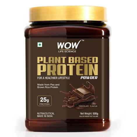 Buy WOW Life Science Plant Protein Powder - Made from Pea & Brown Rice Protein - Chocolate Flavour- For a healthier lifestyle (500 gm) - Purplle