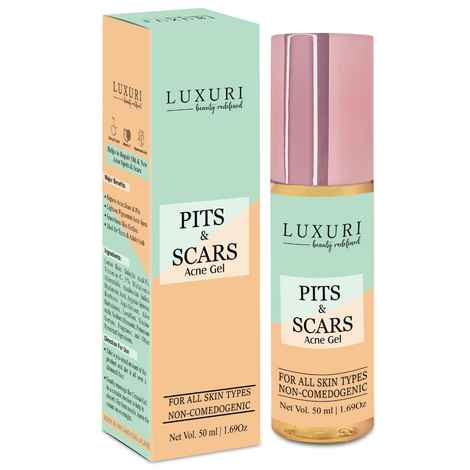 Buy LUXURI Pits & Scars Acne Face Gel, Pits Stop Gel Perfect for Lightening, Pigmented Acne Spots, Glowing & Radiant Skin - 50 ml, Small - Purplle