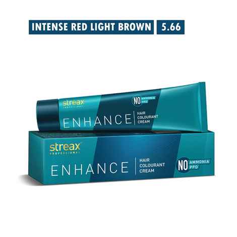 Buy Streax Professional Enhance Hair Colourant - Intense Red light brown 5.66 (90g) - Purplle