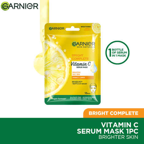 Buy Garnier Skin Naturals, Face Mask, Hydrating, Brightening & Anti-Dark Spots, Bright Complete, 1 pc, 28 gm - Purplle