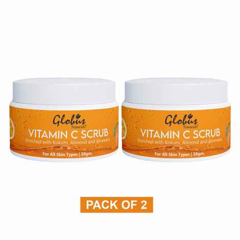 Buy Globus Naturals Vitamin-C Brightening Scrub Enriched With Pearl|Kokum|Almond|Aloevera|Niacinamide Scrub 50G(Pack Of 2) - Purplle