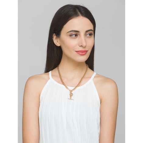 Buy Lilly & Sparkle Alloy Gold Toned Interlinked Chain Necklace With Interlock Closure For Women - Purplle