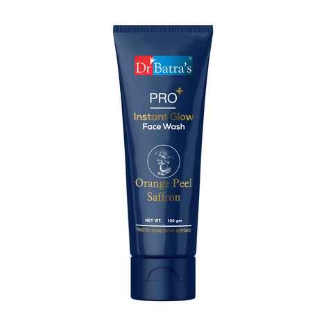 Buy Dr.Batra`s PRO+ Instant Glow Face Wash|Contains Orange Peel, Echinacea, Saffron, Aloe Vera, Vitamin E. 100 gm - Purplle