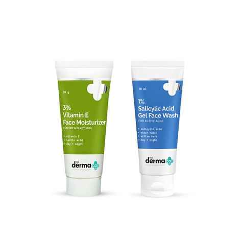 The Derma Co.3% Vitamin E Face Moisturizer & 1% Salicylic Acid Gel Face Wash - Combo of 2