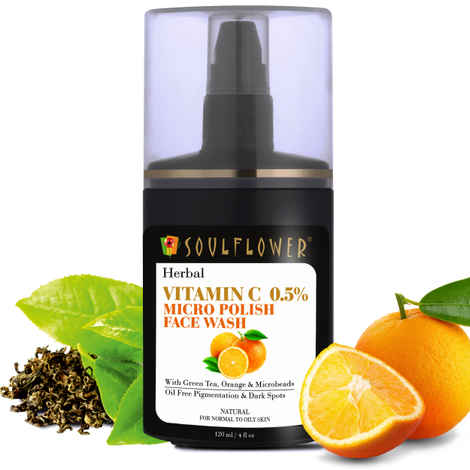 Buy Soulflower Herbal Vitamin C Face Wash For Oil Free Pigmentation & Dark Spots, Clear & Glowing Skin 120 ml - Purplle