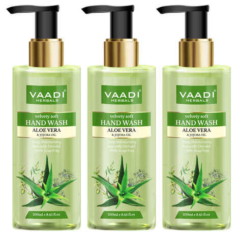 Buy Vaadi Herbals Pack of 3 Velvety Soft Aloe Vera & Jojoba Oil Hand Wash (250 ml x 3) - Purplle