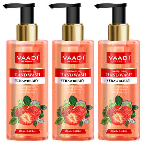 Buy Vaadi Herbals Pack of 3 Deep Moisturizing Strawberry Hand Wash (250 ml x 3) - Purplle