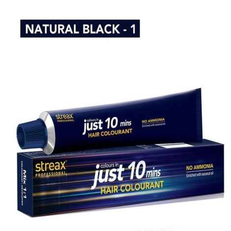 Buy Streax Professional Just 10 hair colourant cream Natural BlacK (60 g) - Purplle