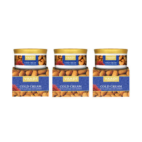 Buy Vaadi Herbals Value Pack Of 3 Cold Cream With Almond Oil, Aloe Vera & Saffron (150 g * 3) - Purplle