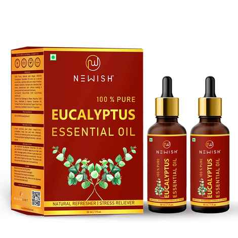 Buy Newish® Eucalyptus Oil for Cold & Cough for Steam Inhalation - 30 ml | 100% Pure & Natural Eucalyptus Essential Oil for Steam, Hair, Pain Relief & Diffuser | Undiluted, Natural Aromatherapy, Therapeutic Grade 30ml - Pack of 2 - Purplle