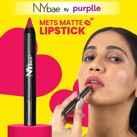 Buy NY Bae Mets Matte Lip Crayon - Moody Mauve 42 (2.8 gm) | Creamy Matte Finish | Moisturizing | SPF Protection - Purplle