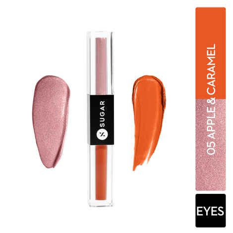 Buy SUGAR Cosmetics Two Good To Be True Dual Liquid Eyeshadow | Matte & Metallic | Smudgeproof & Transferproof | 05 Apple & Caramel (1.5 ml Each Side) - Purplle