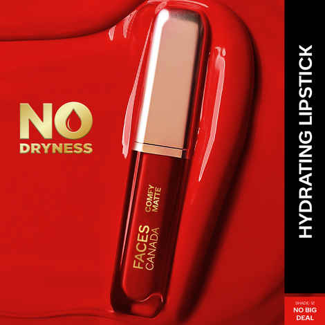 Buy FACES CANADA Comfy Matte Liquid Lipstick - No Big Deal, 3 ml | 10HR Longstay | Intense Matte Color | Almond Oil & Vitamin E | No Dryness | No Alcohol - Purplle