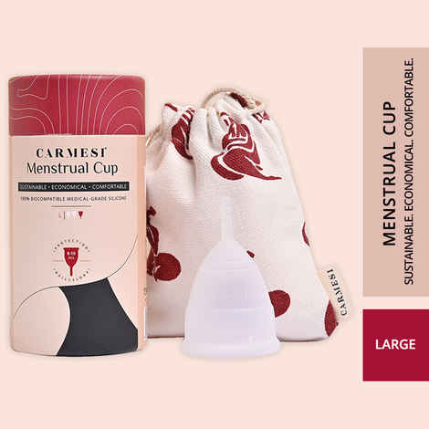 Buy Carmesi Menstrual Cup for Women | Large Size - With Free Pouch | Rash-Free, Itch-Free, Odour-Free | 8-10 hours of Leaks-Free Comfort | 100% Biocompatible Medical-Grade Silicone Cups - Purplle