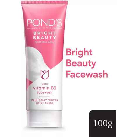 Buy Ponds Bright Beauty Spotless Glow Facewash with Vitamin B3, 100gm - Purplle