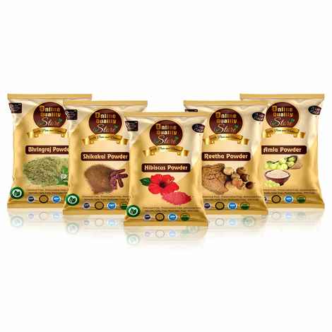 Online Quality Store Amla Reetha Shikakai, Bhringraj and Hibiscus Powder for Hair (250 gm Pack)